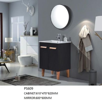 Professional Bathroom Vanity Cabinets PVC Carcase Material Floor Mounted