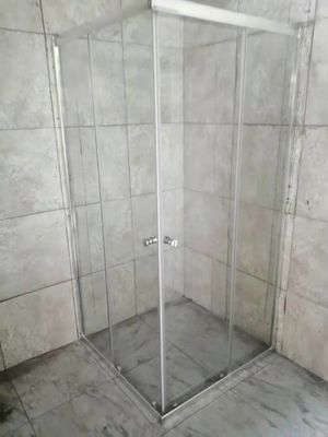 ฉากกั้นอาบน้ำกระจกใสทรงสี่เหลี่ยมโลหะ 90x90cm